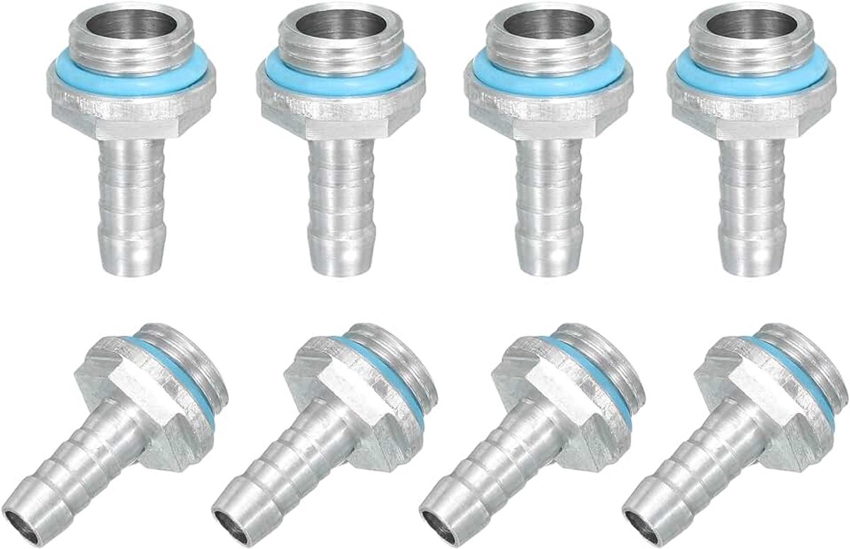 8 stuks G1/4 fitting G1/4 schroefdraad met 7 mm buitendiameter mondstuk PC waterkoeling slangfitting voor PC waterkoelsysteem accessoires