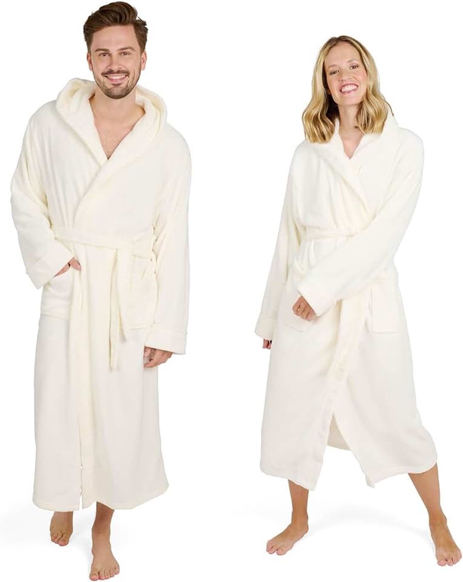 Badjas Unisex - Dames en Heren Badjas - Fleece Badjas met Capuchon - met Zakken