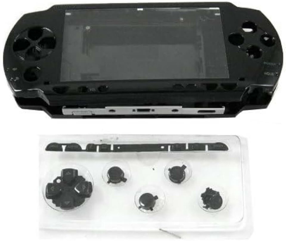 Volledige behuizing reparatie Mod Case + knoppen vervanging voor Sony PSP 1000 Kleur Zwart