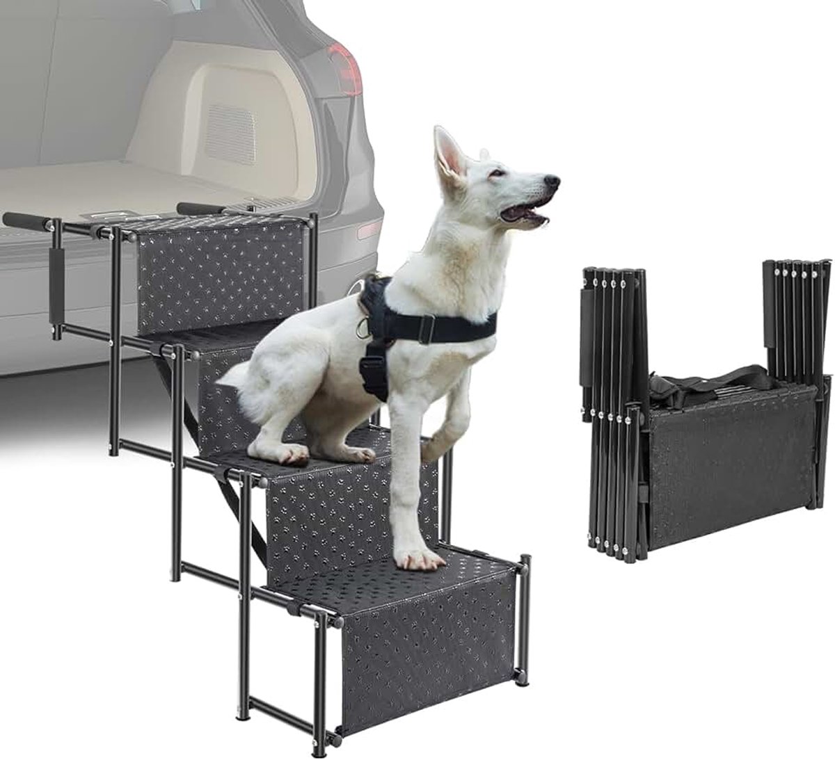 5-traps hondenautotrap, inklapbare hondenhelling met antislip oppervlak, hondentrap voor kleine en grote honden tot 80 kg, voor auto's en SUV's