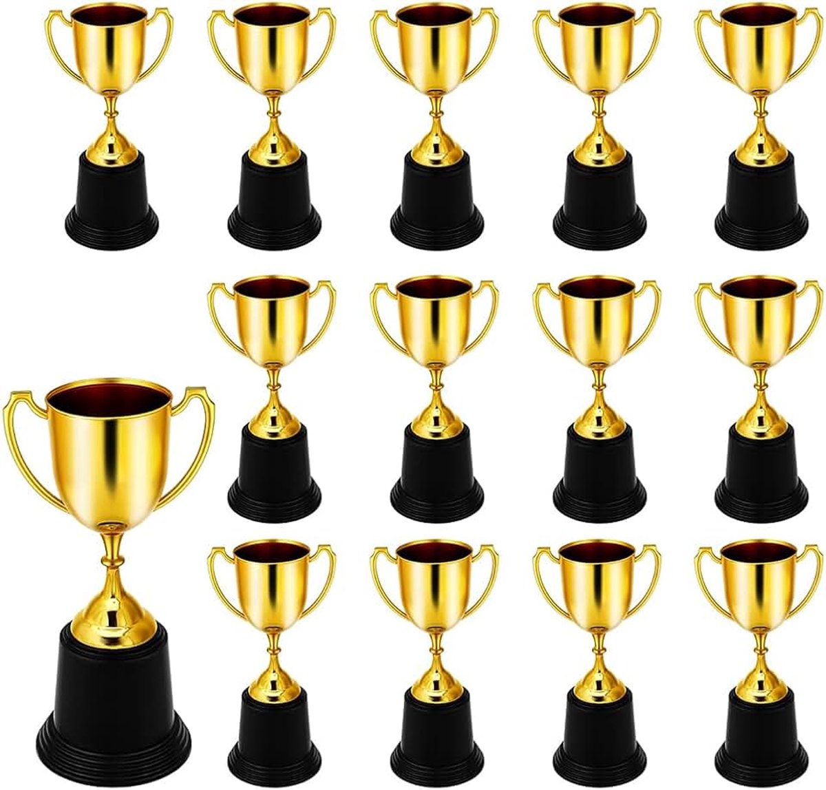 14 Stuks Gold Plastic Trophy Awards Bulk 8.6 inch Award Cup voor Dank U Werknemer Collega Waardering Leraar Verpleegkundige Vrijwilliger Beloningen Party Geschenken en Sport Ceremonie