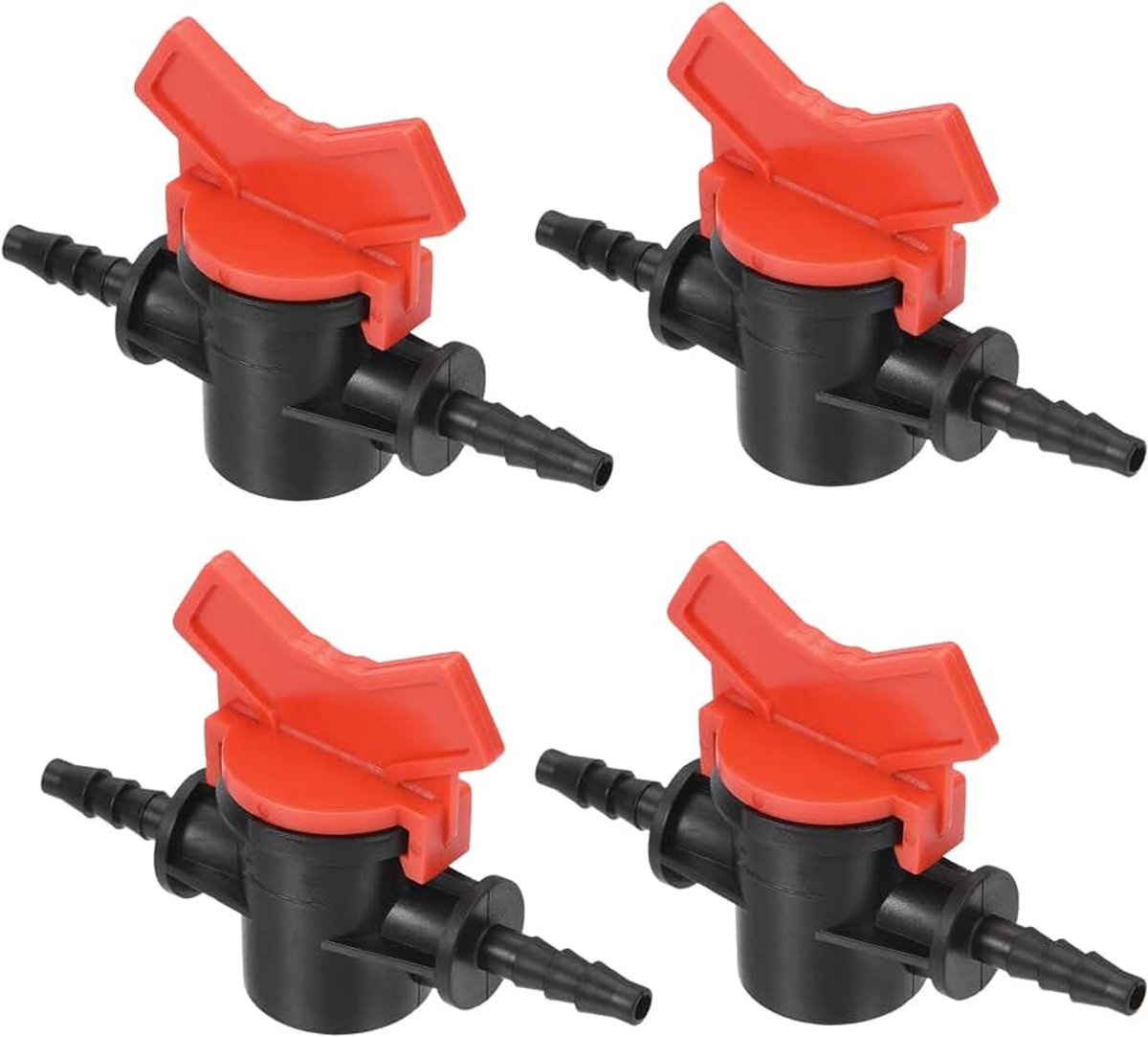 4-pack prikkeldraad kogelkraan - 1/4-inch ID in-line kogelkraan uitschakelschakelaar van toepassing op druppelirrigatie en aquaria (1/4 inch, zwart)