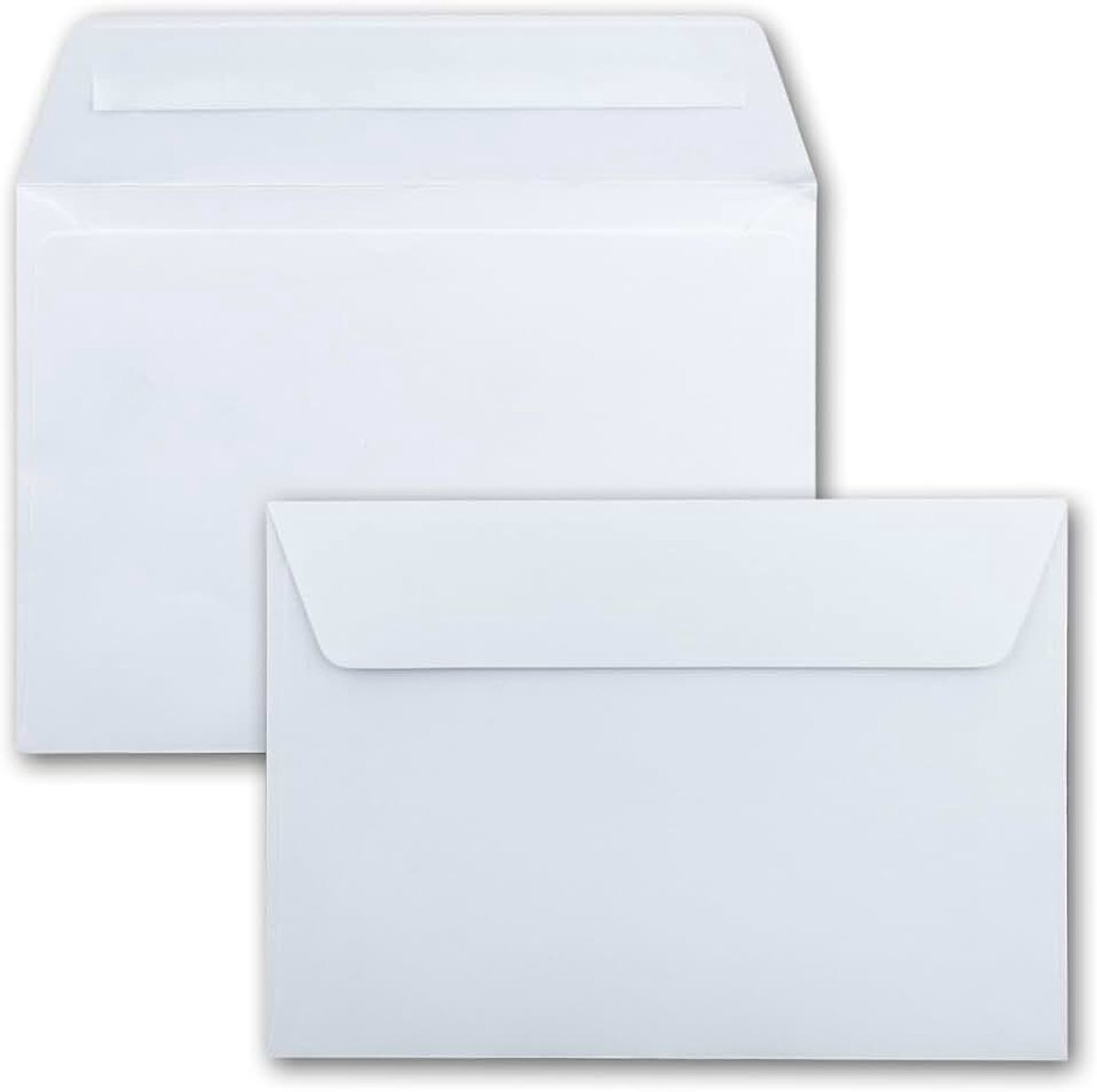 Formaat B6, 12 x 18 cm, met zelfklevende klep, wit, 90 g/m², 50 Umschläge wit
