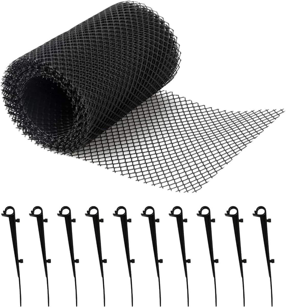 Goten, bladbescherming, 8 m x 18 cm, regengoten, bladbeschermingsrooster met 10 klemmen, dakgoot, bladbescherming, dakgoten voor huizen, carport, stal, regengoten