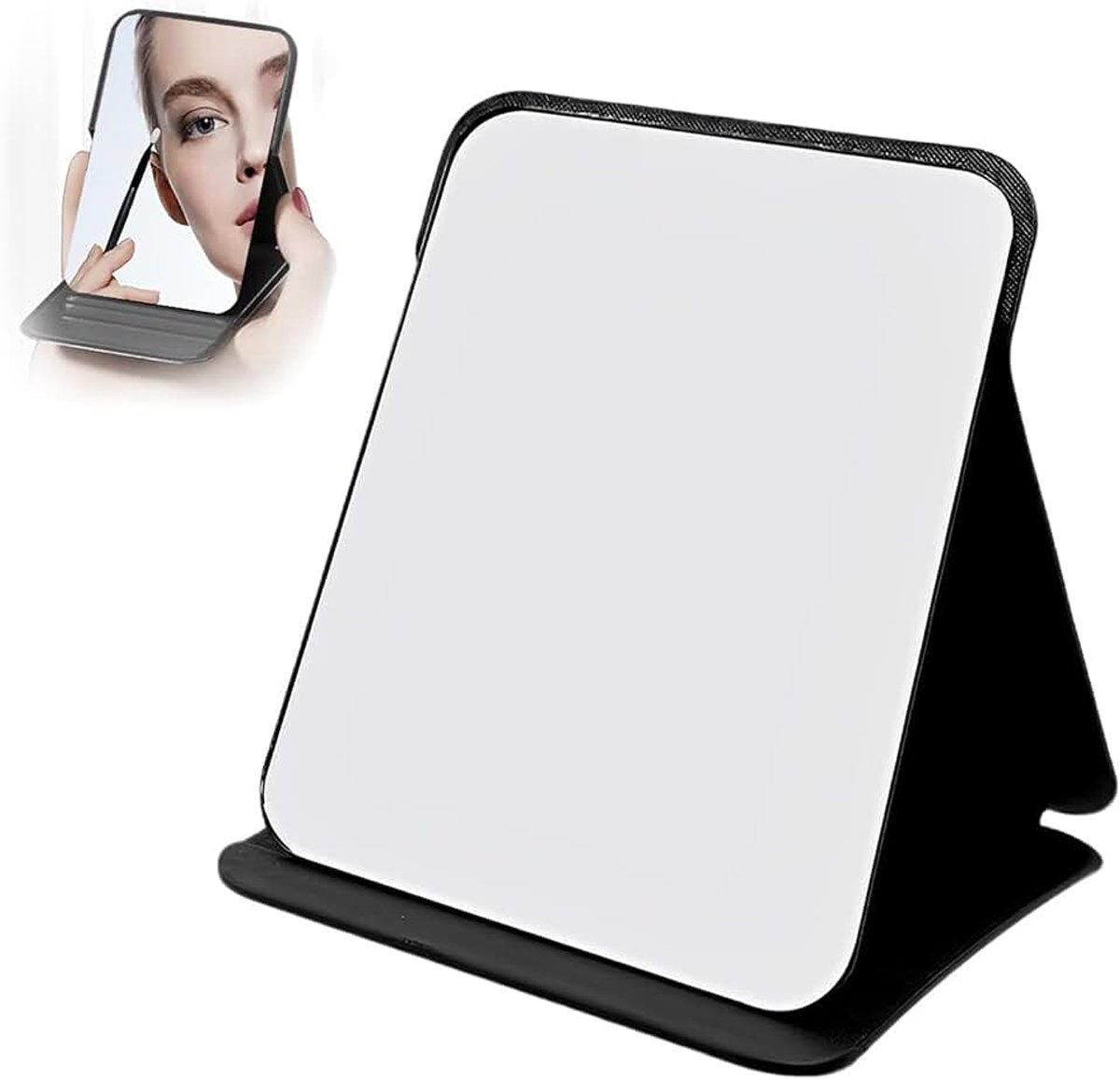 Maquillage Pliable Petit de Table Portable en PU pour Voyage - Miroir de Poche HD Multi Angle pour Bureau Maison