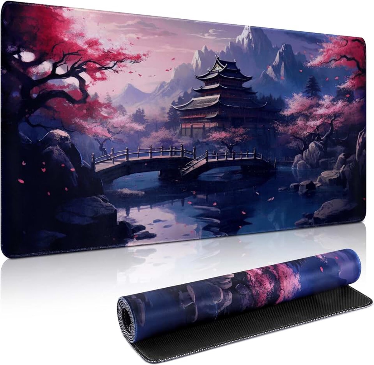 Muismat, 90 x 40 cm verlengde waterdicht rubberen basis muismat voor gaming, kantoor en thuis (kleurrijke binnenplaats)
