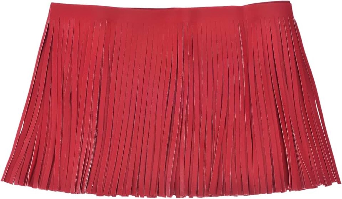 2 Iarde 25,4 cm franjes van kunstleer, dubbelzijdig genaaide franjes voor naaien, doe-het-zelf, kleding, handwerk, decoratie, rok, rood