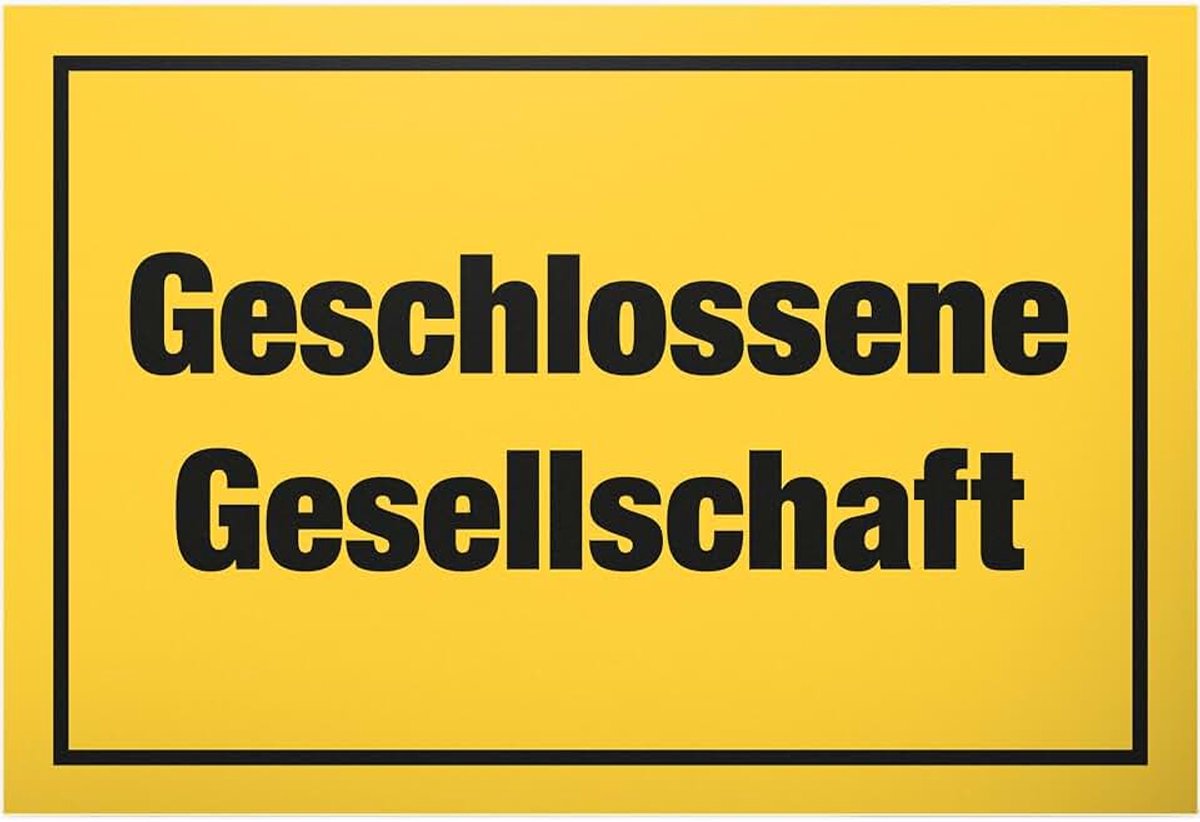 Gesloten Gesellschaft schild geel - kunststof bord 30 x 20 cm - instructiebord voor restaurants restaurants bars deco kaart