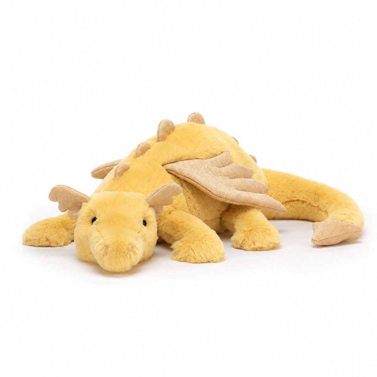 Casalora Pluche Knuffel – Draakkussen Drake Knuffel met Glitter Vleugels – 70 cm – Sknuffel Dino Speelgoed – Geel