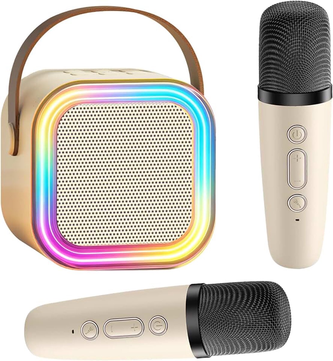 Karaoke Set voor Kinderen met 2 Microfoons & Bluetooth Luidspreker | Draadloze microfoons, LED-lampjes & stemeffecten – luidspreker voor feesten, ideaal cadeau voor kinderen van 3 tot 12 jaar