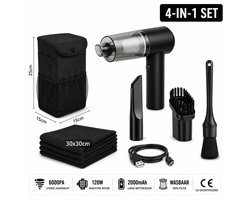 Draadloze Auto Stofzuiger - Handstofzuiger Oplaadbaar - 4-in-1 Reinigingsset - Krachtige Mini Stofzuiger voor Auto, Huis, Bureau & Toetsenbord
