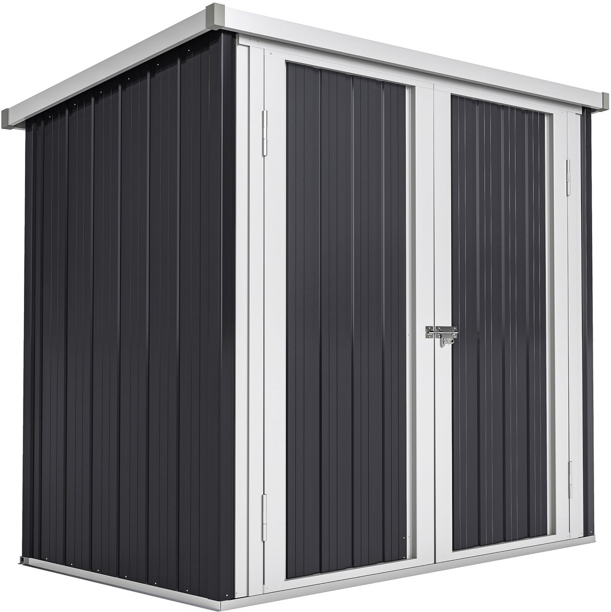 Tuinschuur - 1,27 m² - Afmetingen: 147 x 86 x 134 cm (lengte x breedte x hoogte) - Van plaatstaal - Zwart/wit