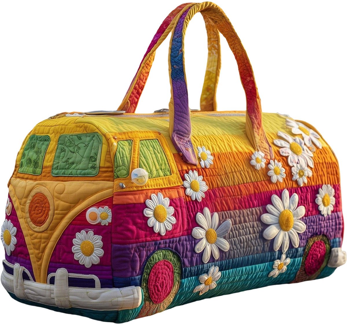 Textielen tas, retro bloemenprint in 3D-stijl, boho-stijl voor reizen en sport, meerkleurig, groot (18 x 9 x 9 inch)，29 modellen