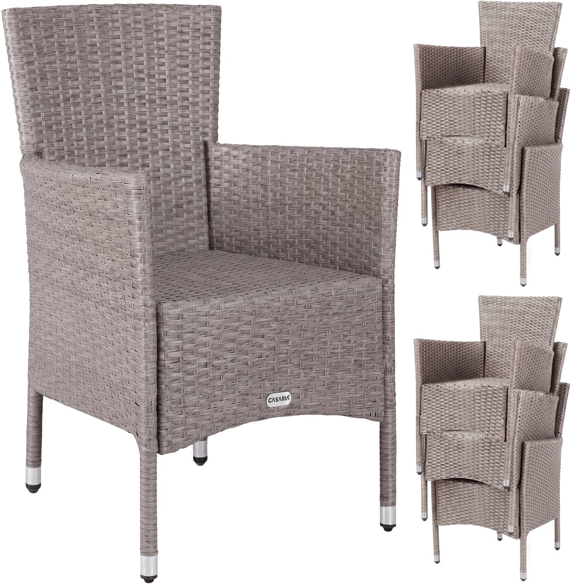 Casaria Polyrotan Tuinstoelen - 6 Stuks Stapelbaar - Creme