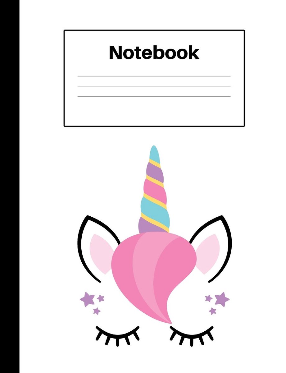 Unicorn Pink Hair, handwriting, Notebook Home Office School Student Teacher Homeschool, 7.4 x 9.7 in, 200 pages for kids, school, home, students, teachers