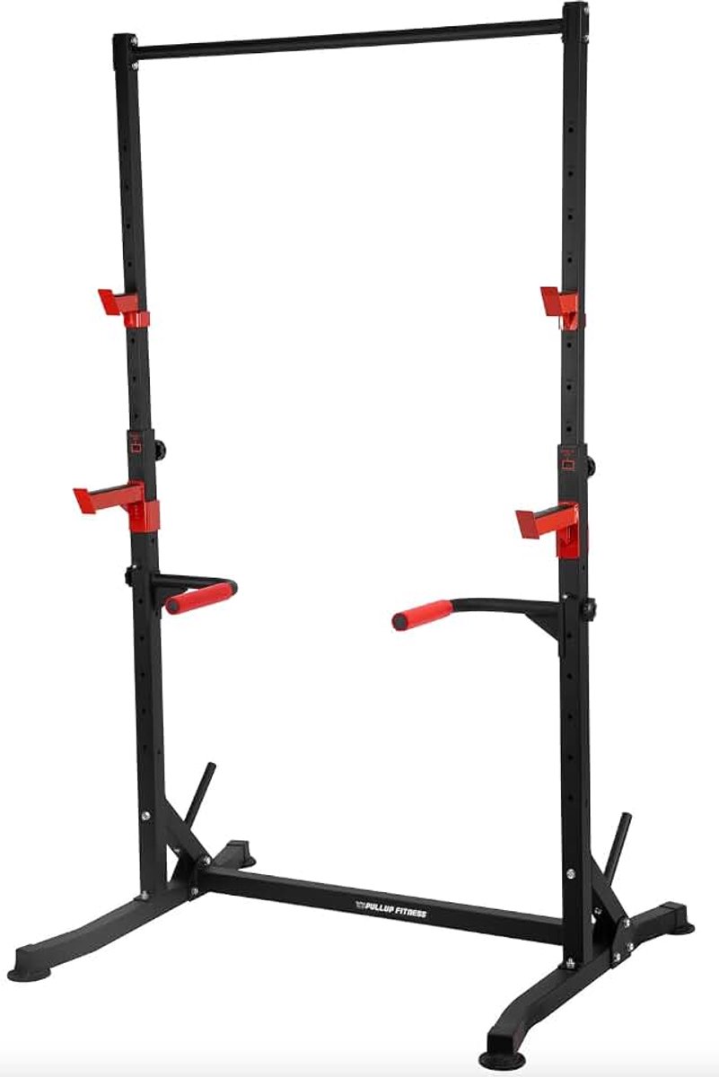 Up Fitness Squat Rack V2 / optrekstang verstelbaar / vaste stang / bankdrukken / bar / squatkooi / dips bar