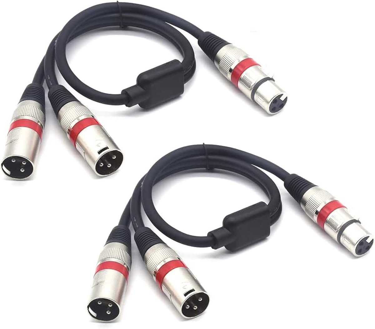 Splitter Cable - XLR Female to Dual Male 3 Pin Patch Y Cable Balanced Microphone Splitter Cord Audio Adapter (50CM-2PACK)