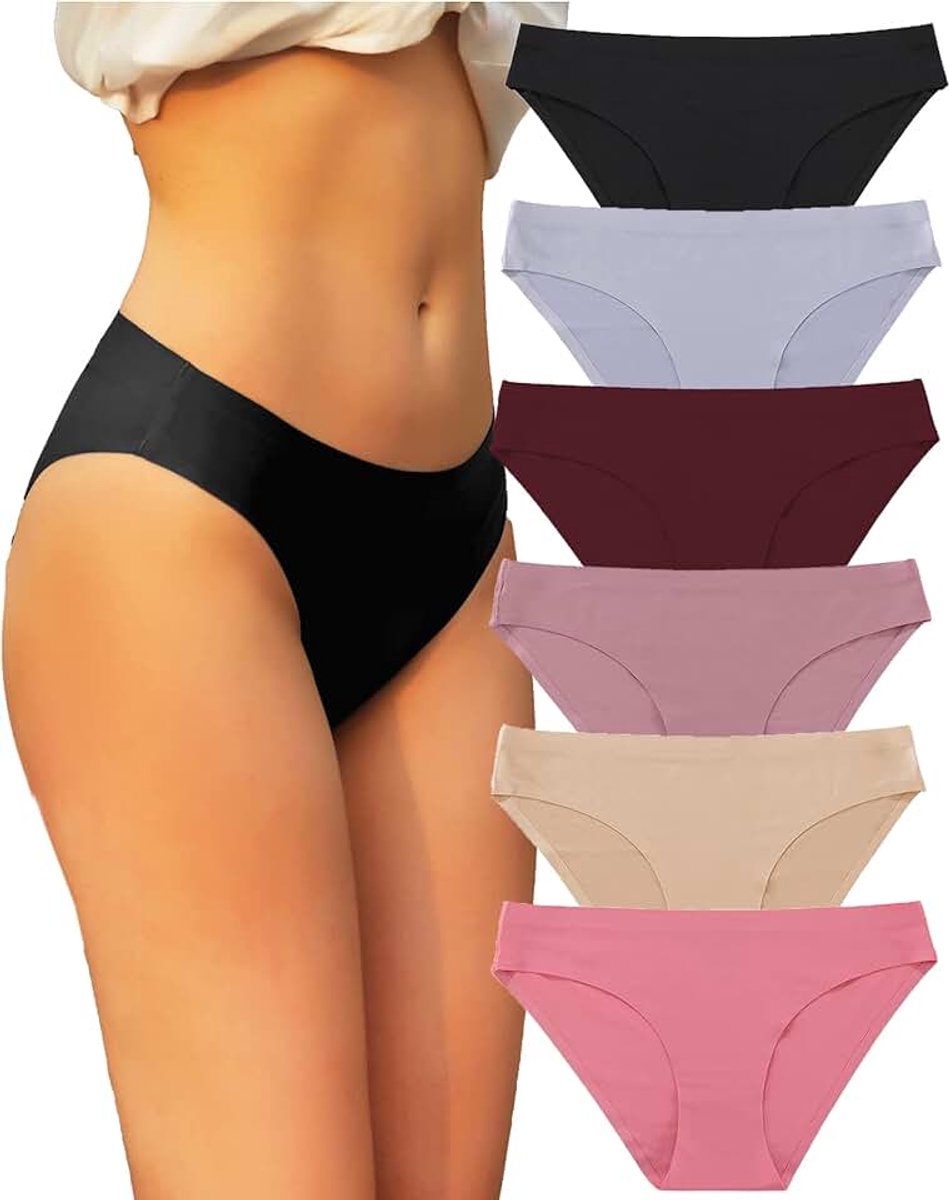 6er Pack Unterhosen Damen Seamless Slips Nahtlo Hipster Unsichtbare Unterhose Sexy Unterwäsche Bequem Dessous Frauen Panties Bikini Mehrpack XS-2XL