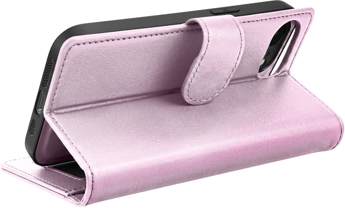 Mayaxess, Portemonnee Hoesje Geschikt voor Apple iPhone 16e Anti-RFID met Afneembare Backcover, Champagneroze