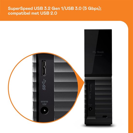 Externe Harde Schijf - Opslagapparaat - Bestanden Opslaan - Hardware Encryptie - 8 TB - Zwart — afbeelding 3
