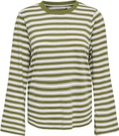 Only T-shirt Onlluna Happy L/s O-neck Stripe Tee 15388390 Avocado/potting So Dames Maat - M