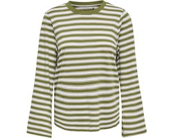 Only T-shirt Onlluna Happy L/s O-neck Stripe Tee 15388390 Avocado/potting So Dames Maat - M