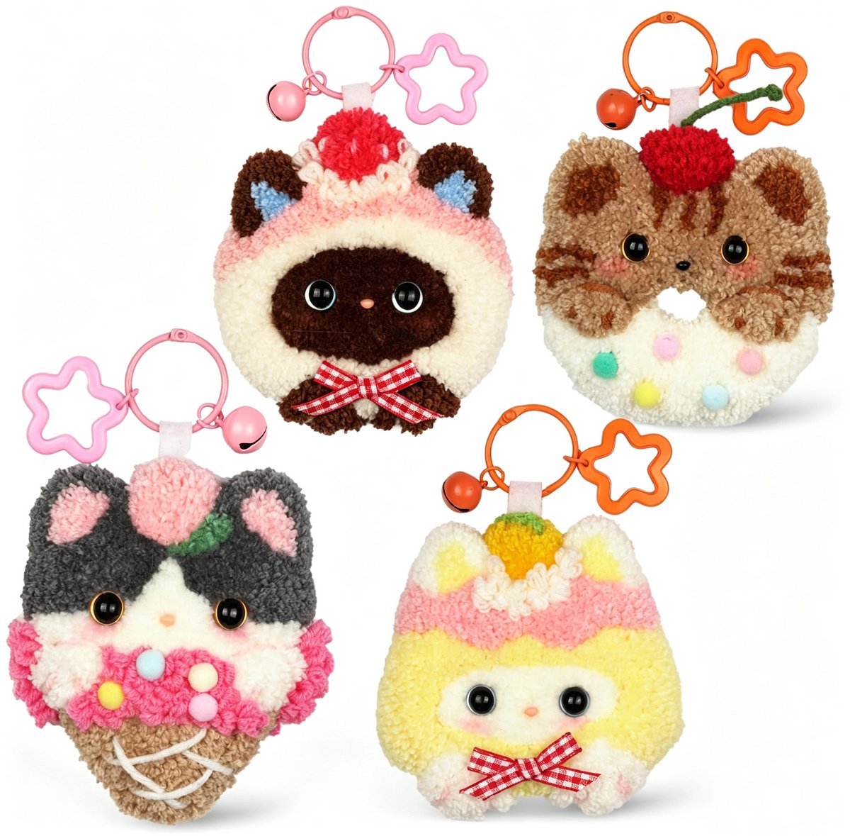 Casalora Punch Needle - Kattenfamilie - Complete DIY Starterse Borduurpakket DIY Kit voor Volwassenen - voor Beginners - Inclusief Garen en Video-uitleg