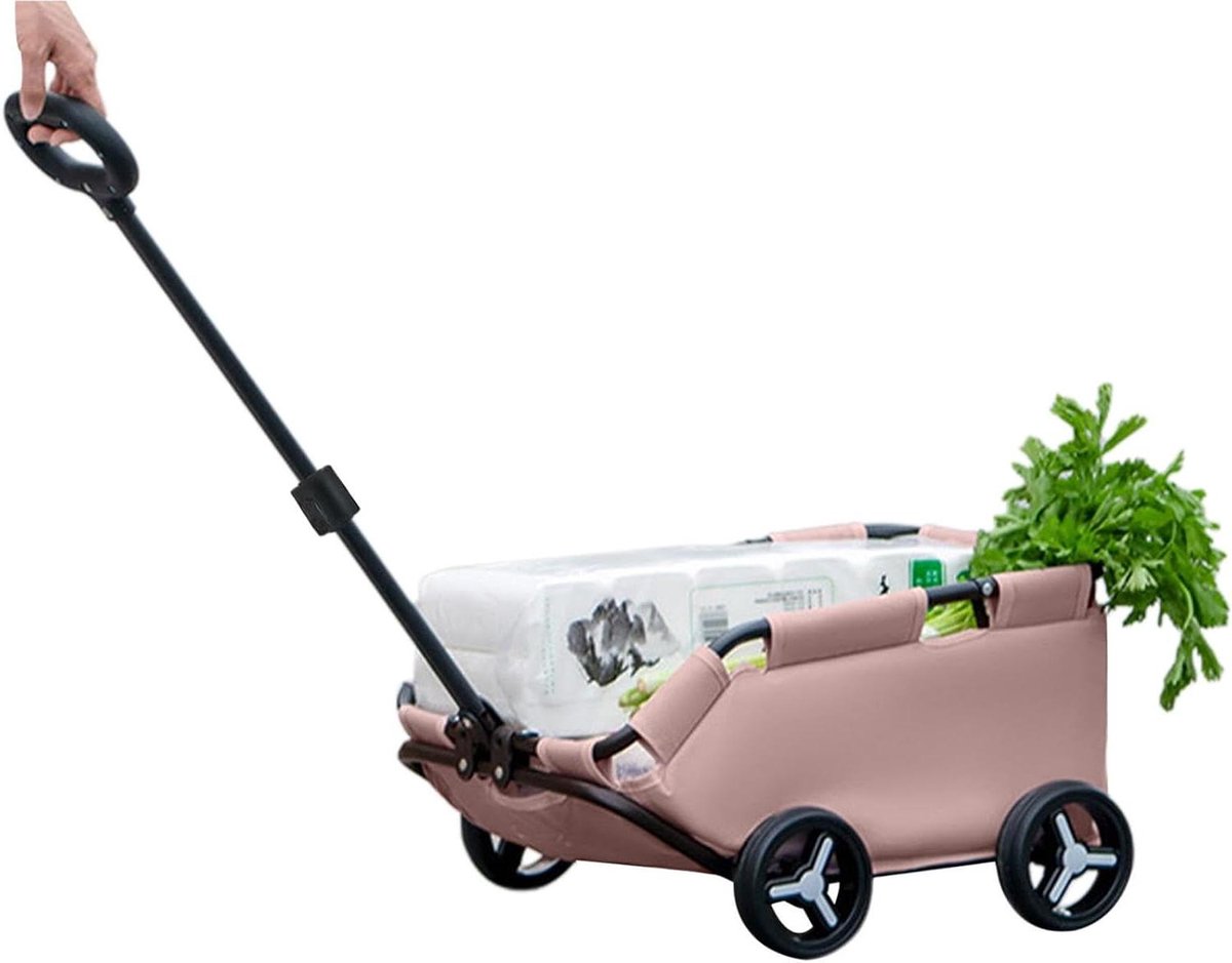Hondenbuggy - Hondenwagen Kattenwagen - Reizen met Huisdier - Opvouwbaar Lichtgewicht - 58 x 41 x 16 cm - Roze