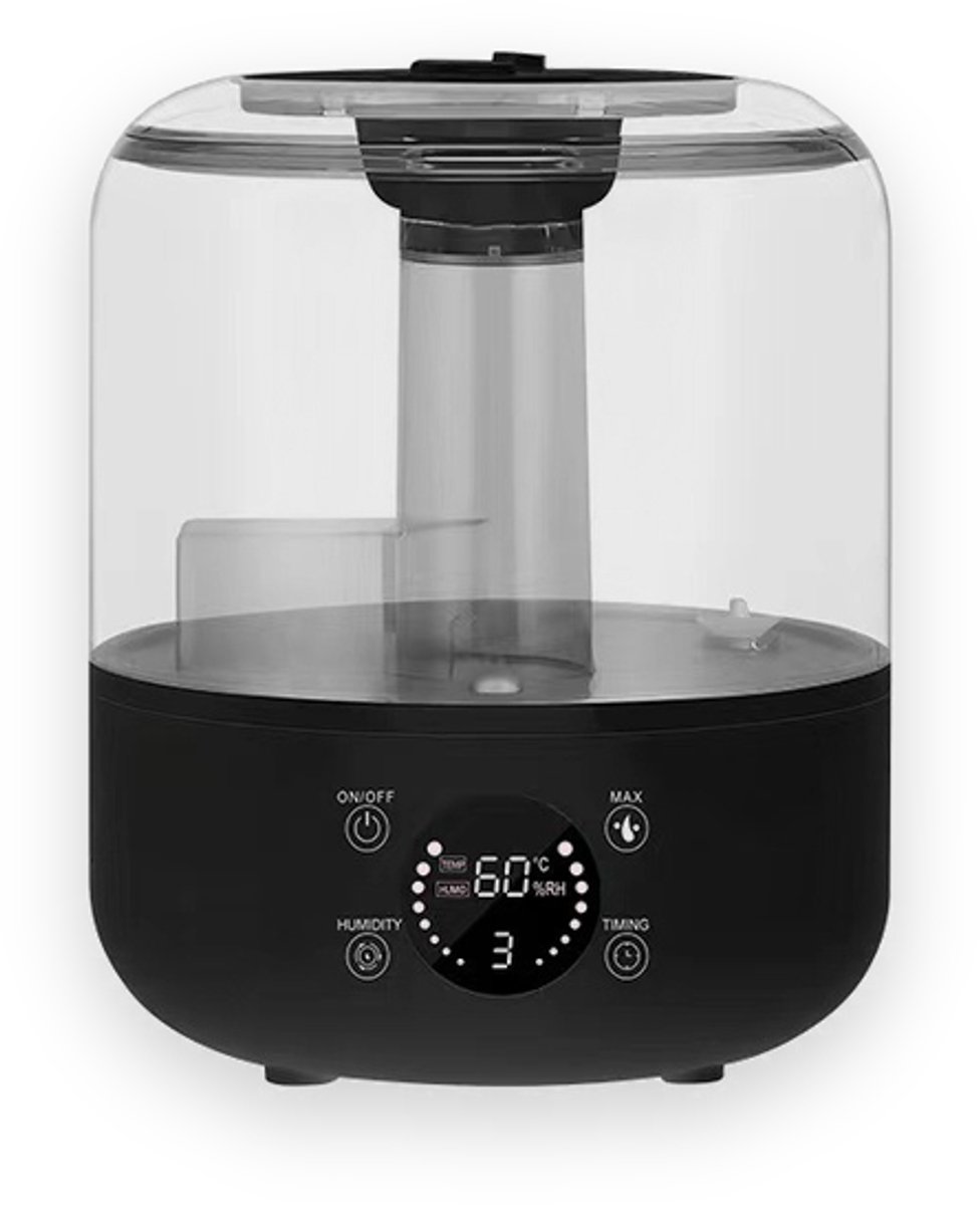 Bobypet - Ultrasone Luchtbevochtiger Slaapkamer met Afstandsbediening - 3L Luchtbevochtiger met Hygrostaat - Stille Aroma Diffuser Humidifier voor Babykamer en Planten - Top-Fill Waterreservoir met Timer en Display - Zwart