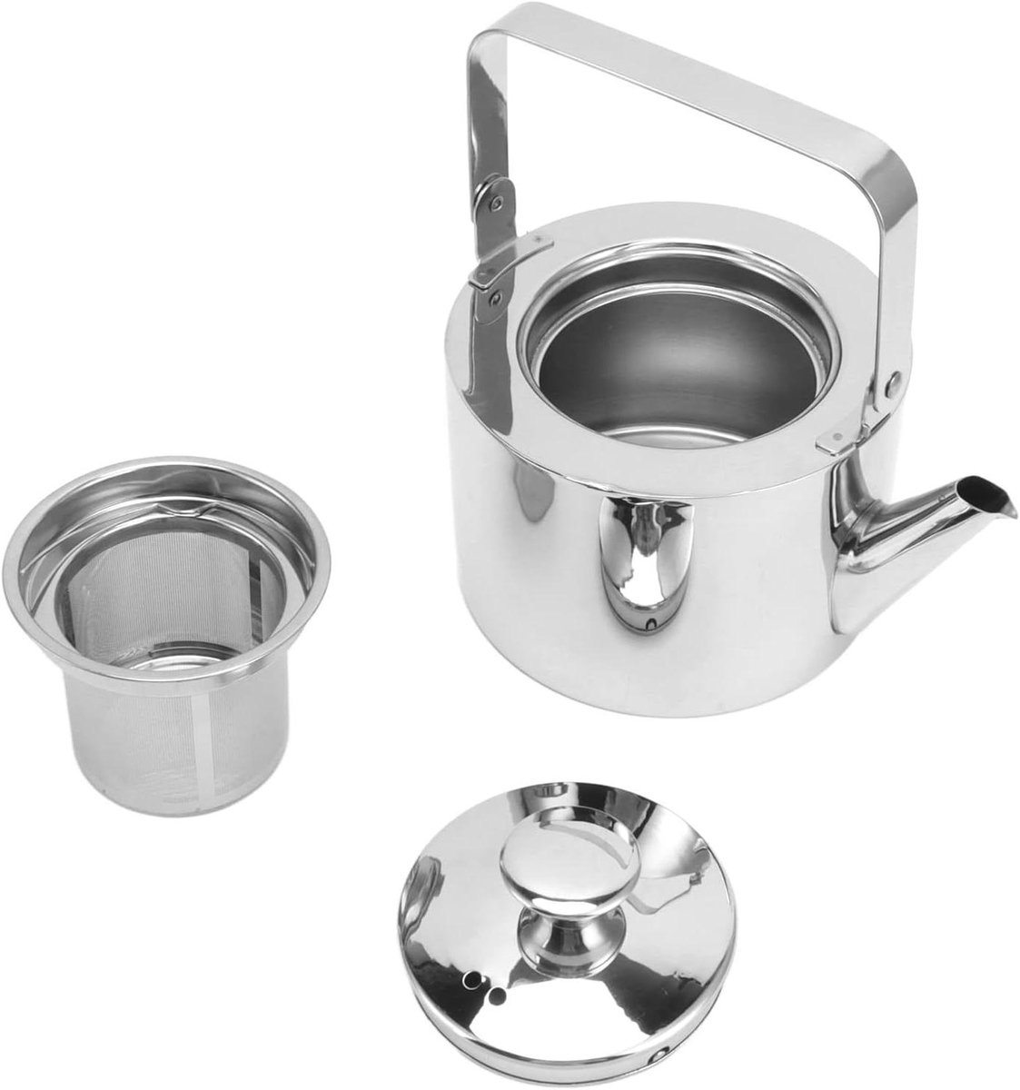 Theeketel met Zeef - Waterketel Theepot - Thee Zetten - Roestvrij Staal - 1.5 Liter - Zilver