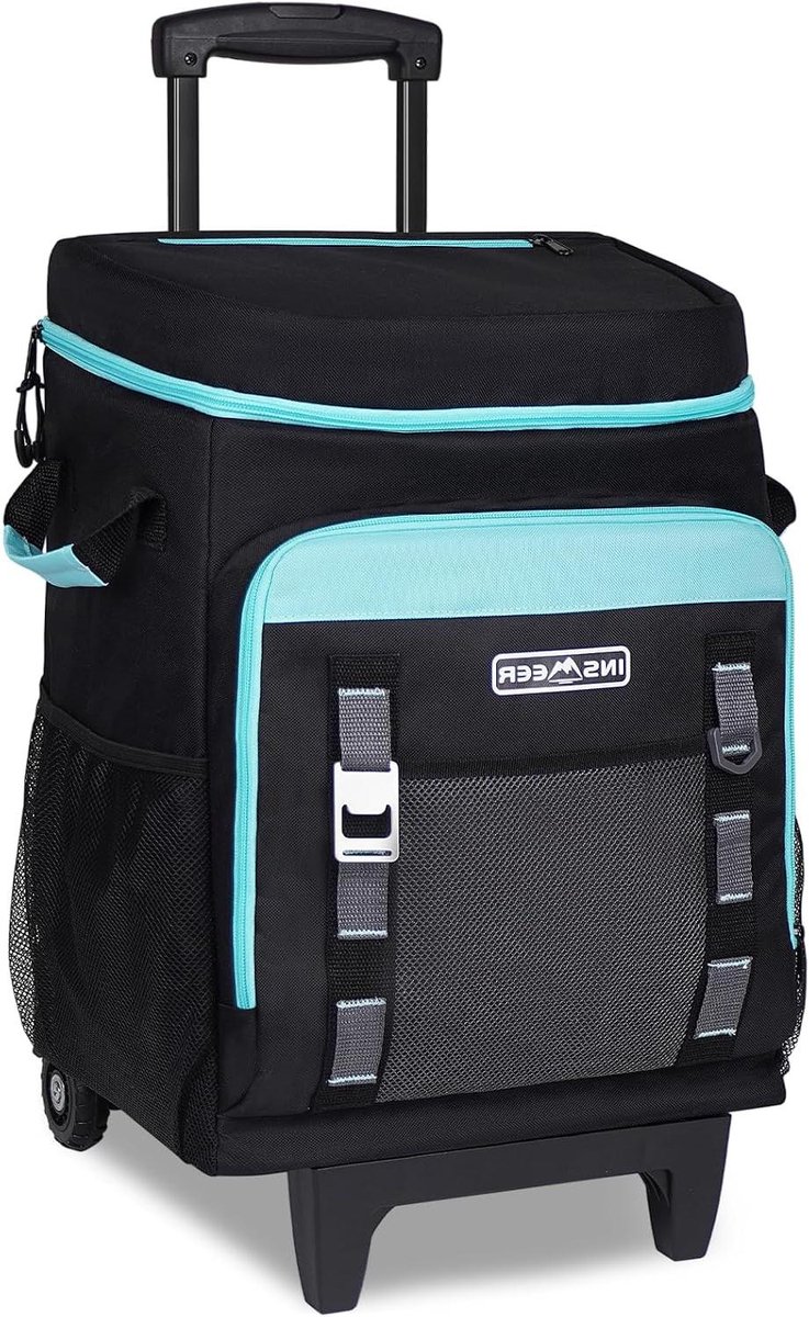Koelbox met wielen - Zachte koeltas - Buitenactiviteiten organiseren - Opvouwbaar en draagbaar - 50 liter capaciteit - Zwart