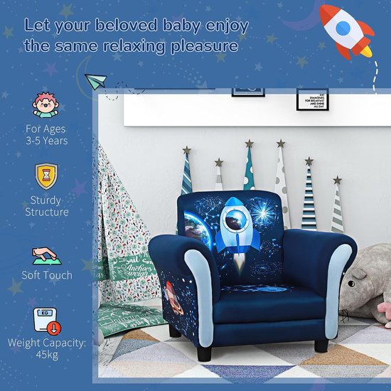 Kinderfauteuil Sofa Stoel Blauw voor Peuters 3-6 Jaar van Montefiore — afbeelding 2