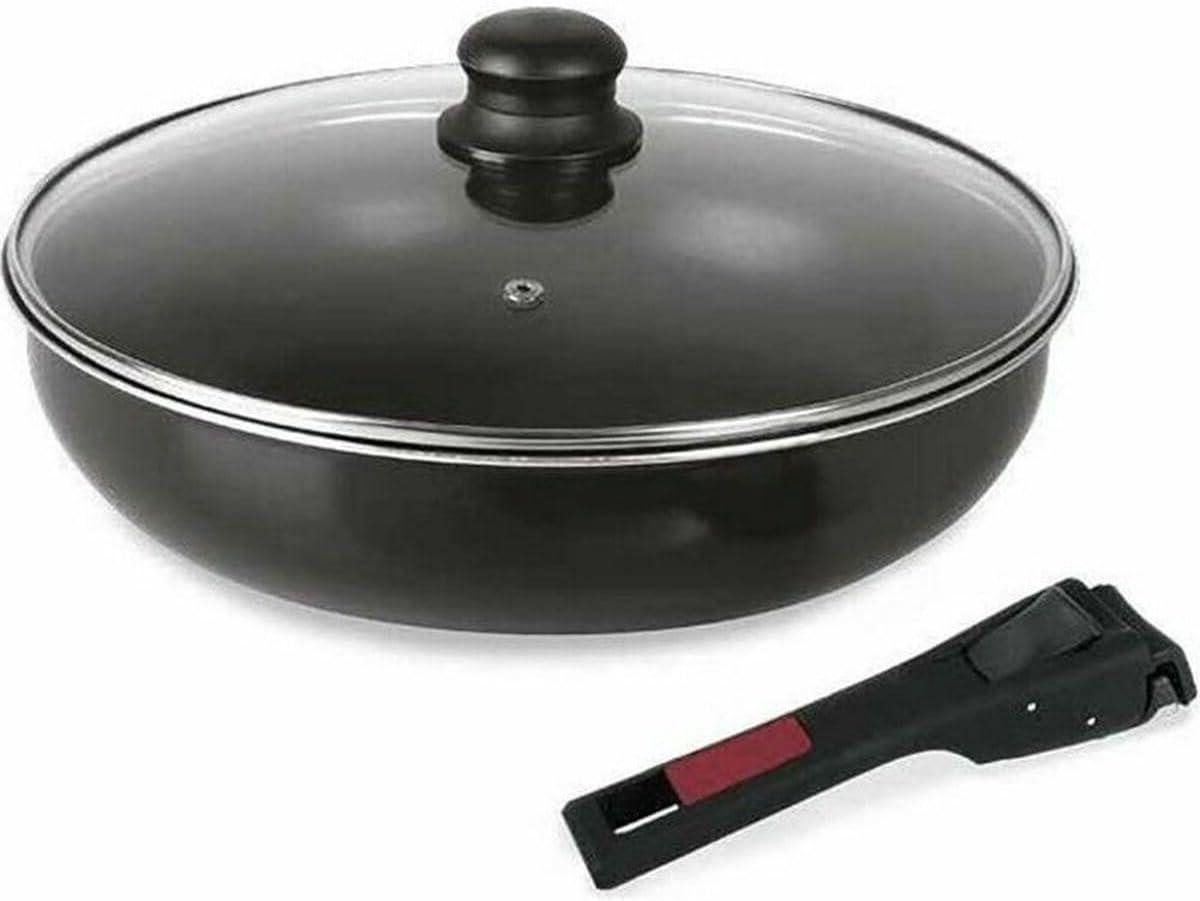 Koekenpan - Koekenpan met deksel - Dagelijks koken - Afneembaar handvat - Ø 28 cm - Zwart
