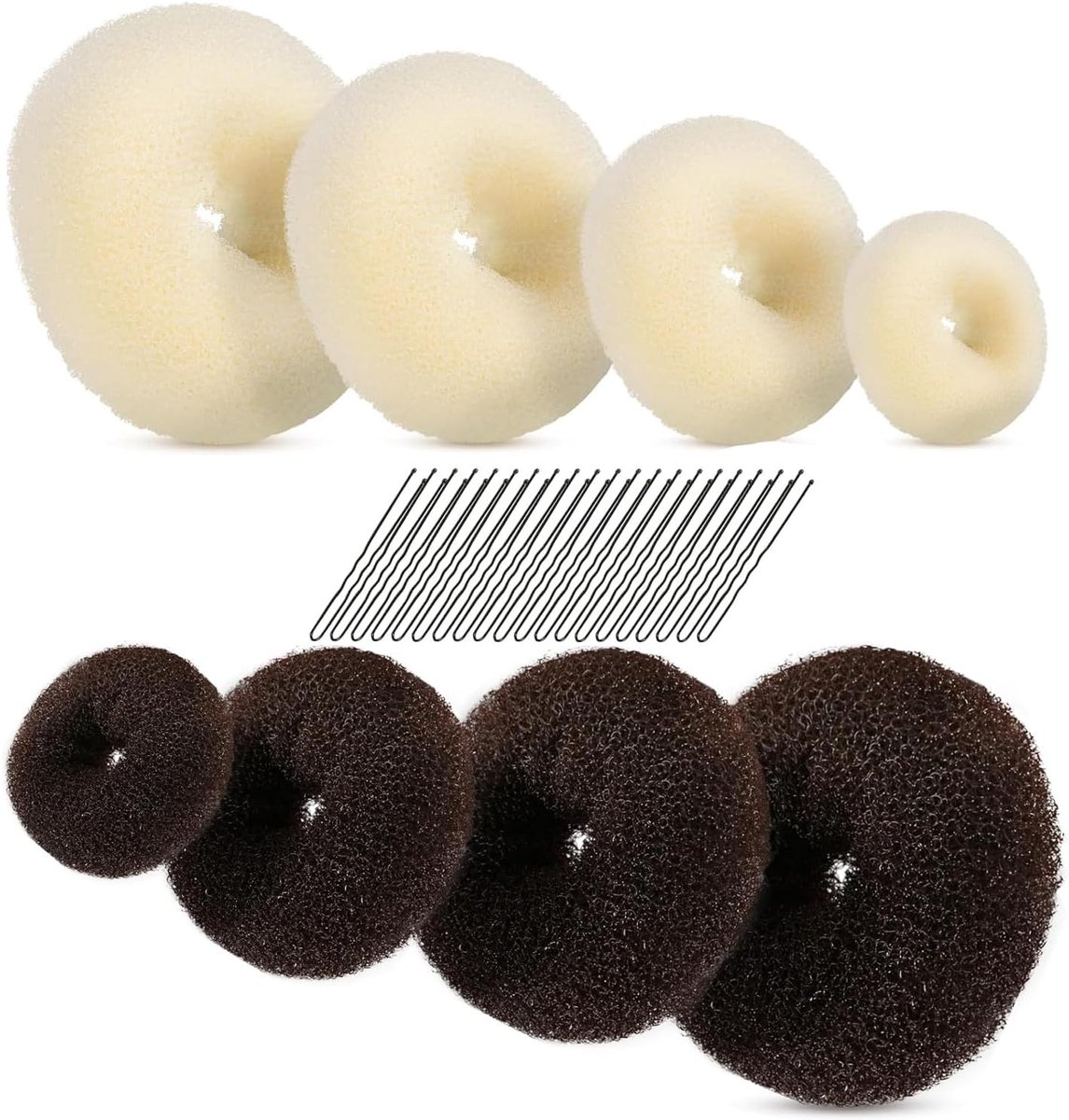 8-delige Knot Maker Set met 50 Golvclips, Haar Knot Kit in Bruin, Beige, Knot Vormer, Haar Donut, Haar Knot Kussen, Haaraccessoires voor Vrouwen, Updo Stijlen