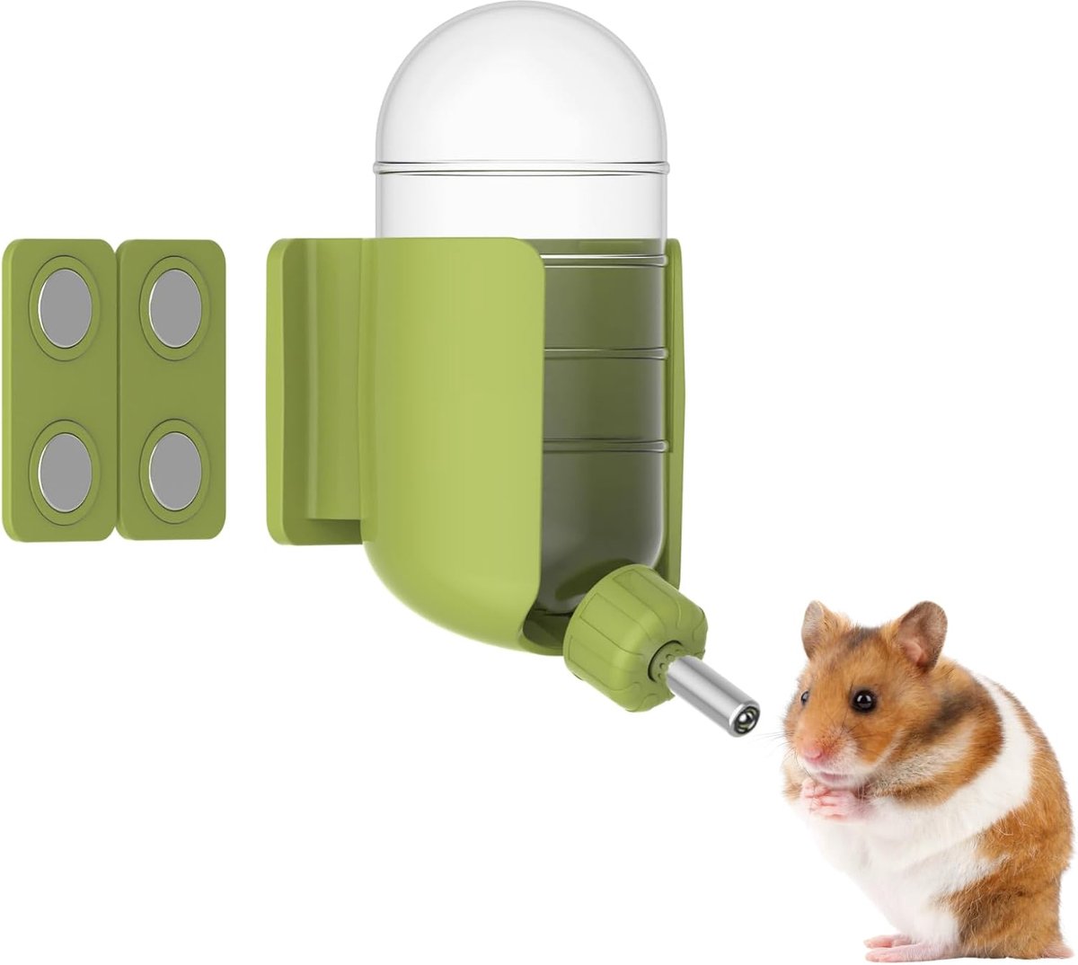 Hamsterwaterfles met magnetische stents, waterfleshouder voor glazen tanks, geschikt voor Syrische dwerghamsters, gerbils, muizen, ratten, degus