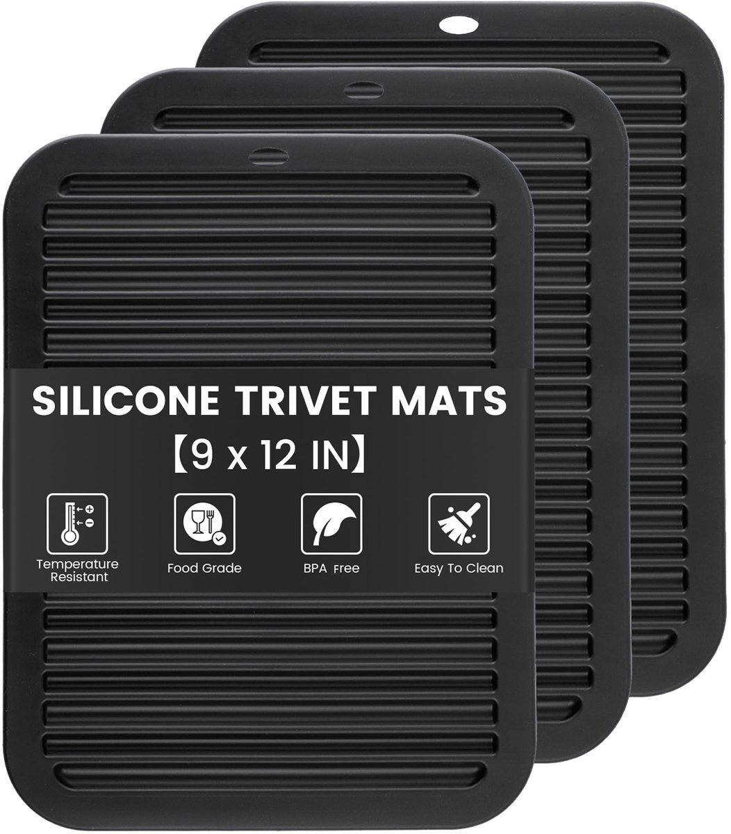 Siliconen trivets 3-delige set 23x30cm - hittebestendige mat - antislip - bescherm je keukenblad - SnelShoppen