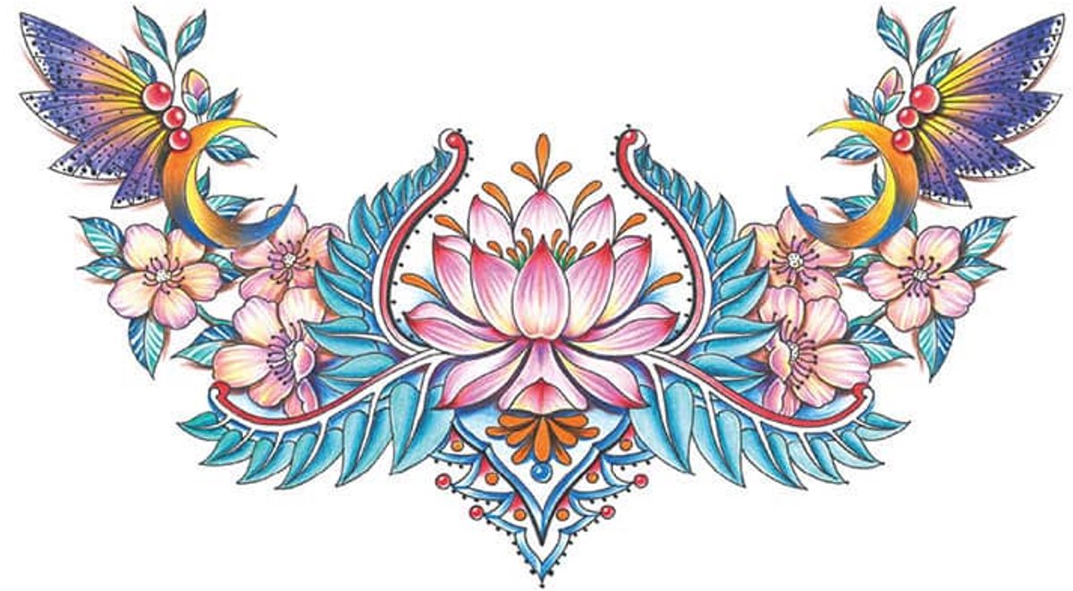 Tijdelijke tattoo bloemen lotus 3 dagen
