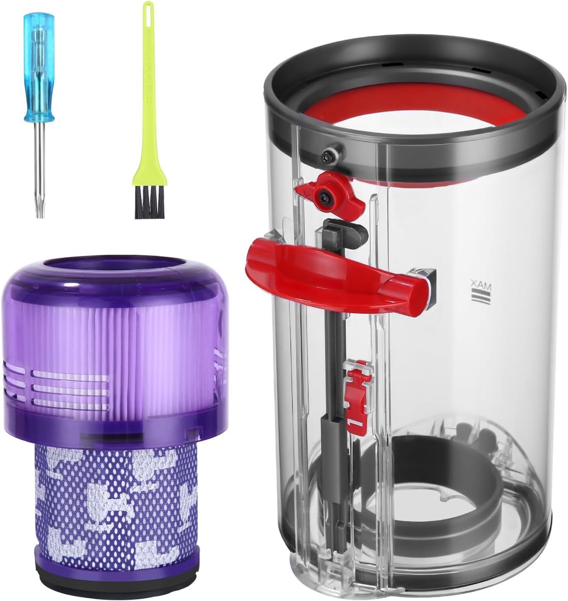 Reserveonderdelen voor Dyson jerrycan, vervangingsfilter vervangen, stofzuiger accessoires, transparante opvangbak, met 1 borstel