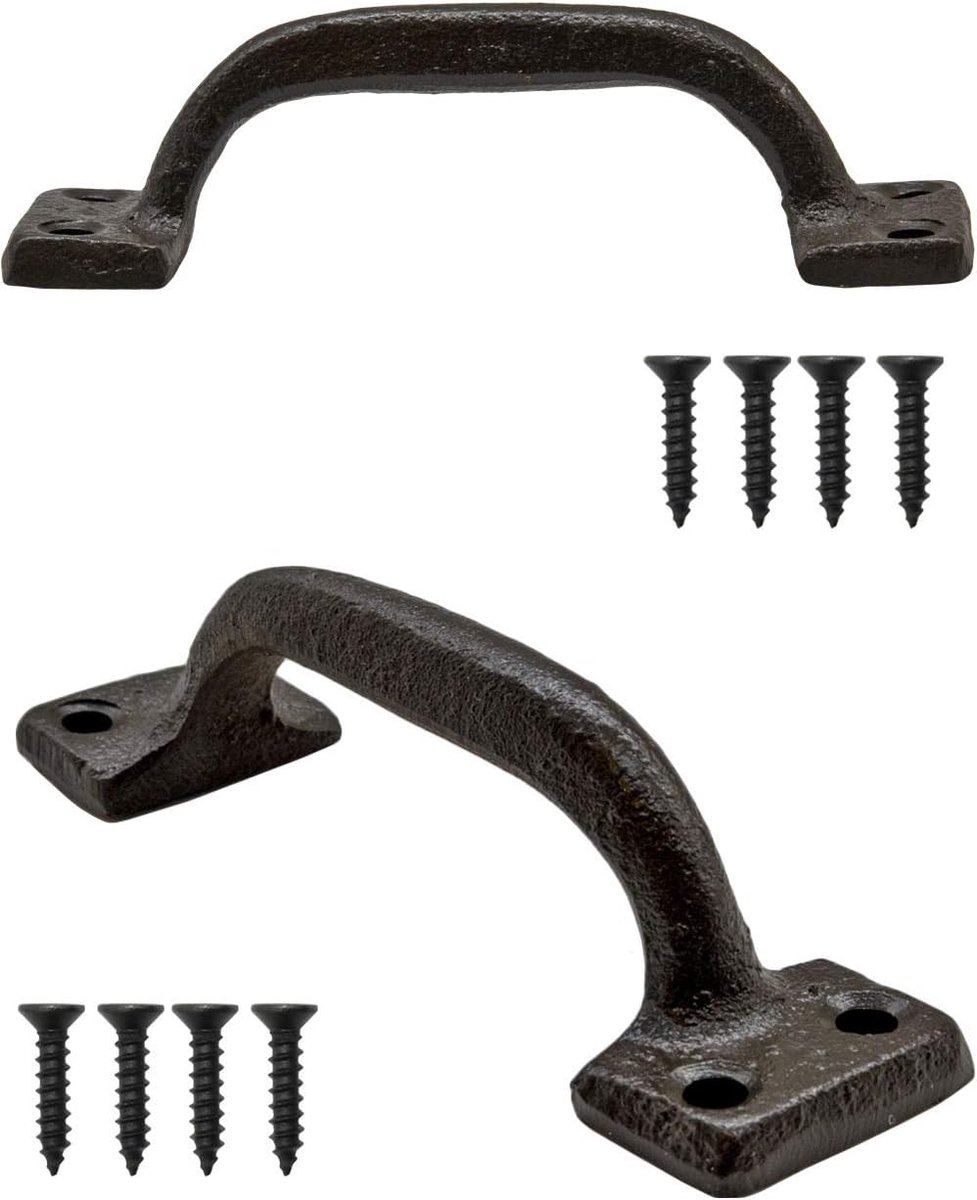 2 rustieke ladegrepen, gietijzer, middeleeuws design, zwart