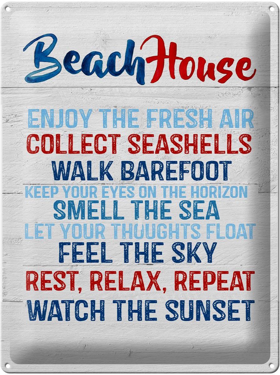 Blechschild Spruch 30x40 cm Beach House Deko Schild