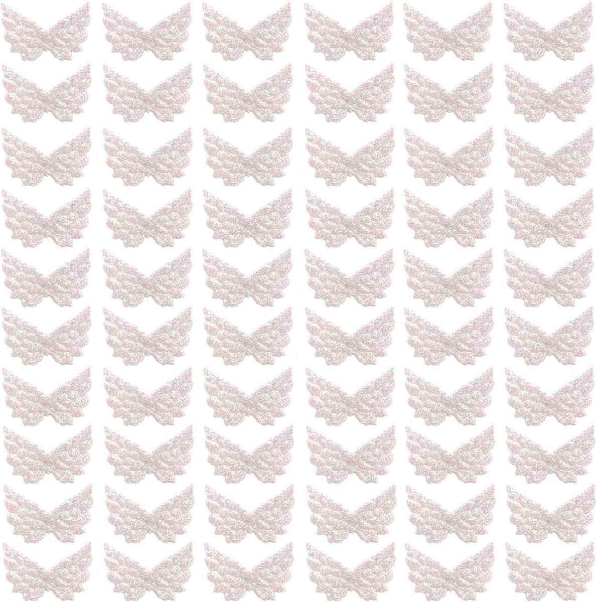60 stuks mini-vleugels, handwerk voor decoratie, stofvlekken met engelenvleugels om te knutselen, ornament, engelenvleugels, handwerk, stoffen vleugels (wit)