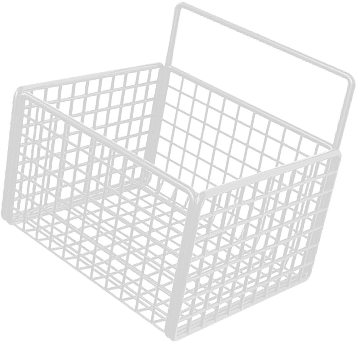 Wandgemonteerde Opbergmand, Geen Boorinstallatie Sterke Gewichtscapaciteit Zelfklevende Draadmand, Hangende Keukenopslagcontainer met 2 Traceless Stickers voor Voorraadkastbadkamer (WHITE)