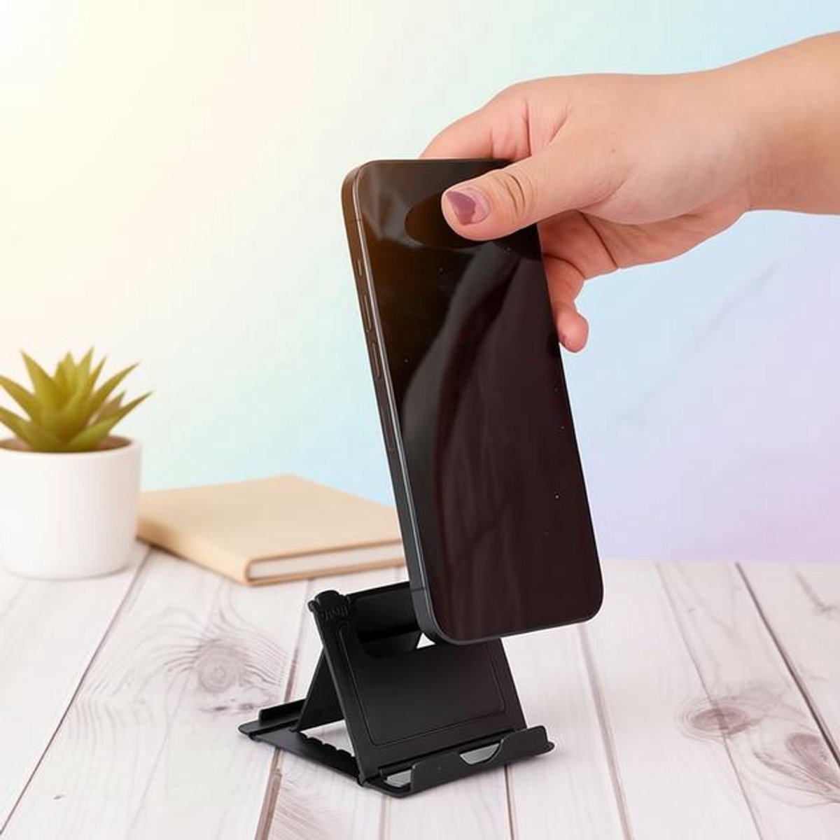 Huis Geluk Set van 6 opvouwbare telefoonstandaards voor bureau - Universele mobiele telefoonhouder voor alle smartphones - Draagbaar en verstelbaar