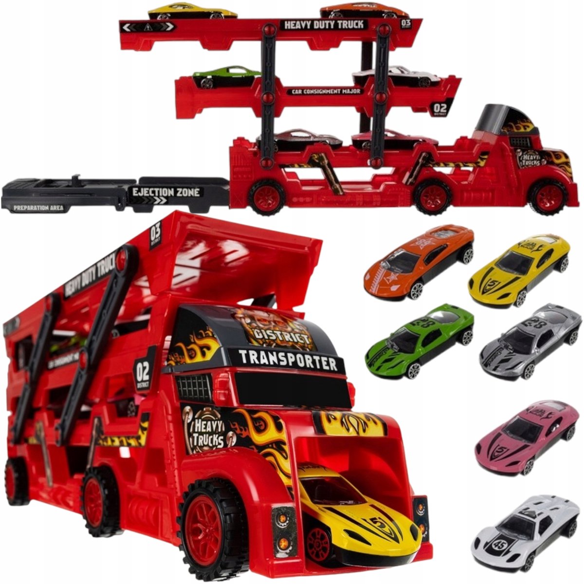 TIR Lawine zet 6 Die Cast Autootjes en Lanceerfunctie in