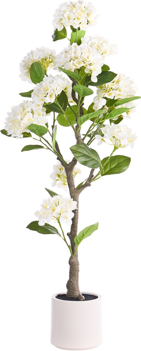 HORTENSIUM - Kunstplant in pot - Wit - 120 cm - Kunststof