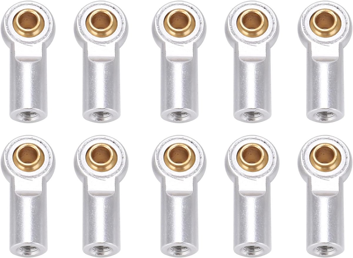 10 Stks RC Stanguiteinden, M3 RC Link Spoorstangeind Kogelgewricht Head Linkage End Aluminium Upgrade Accessoires Compatibel met AXIALE SCX10 1/10 RC Auto(Zilver)