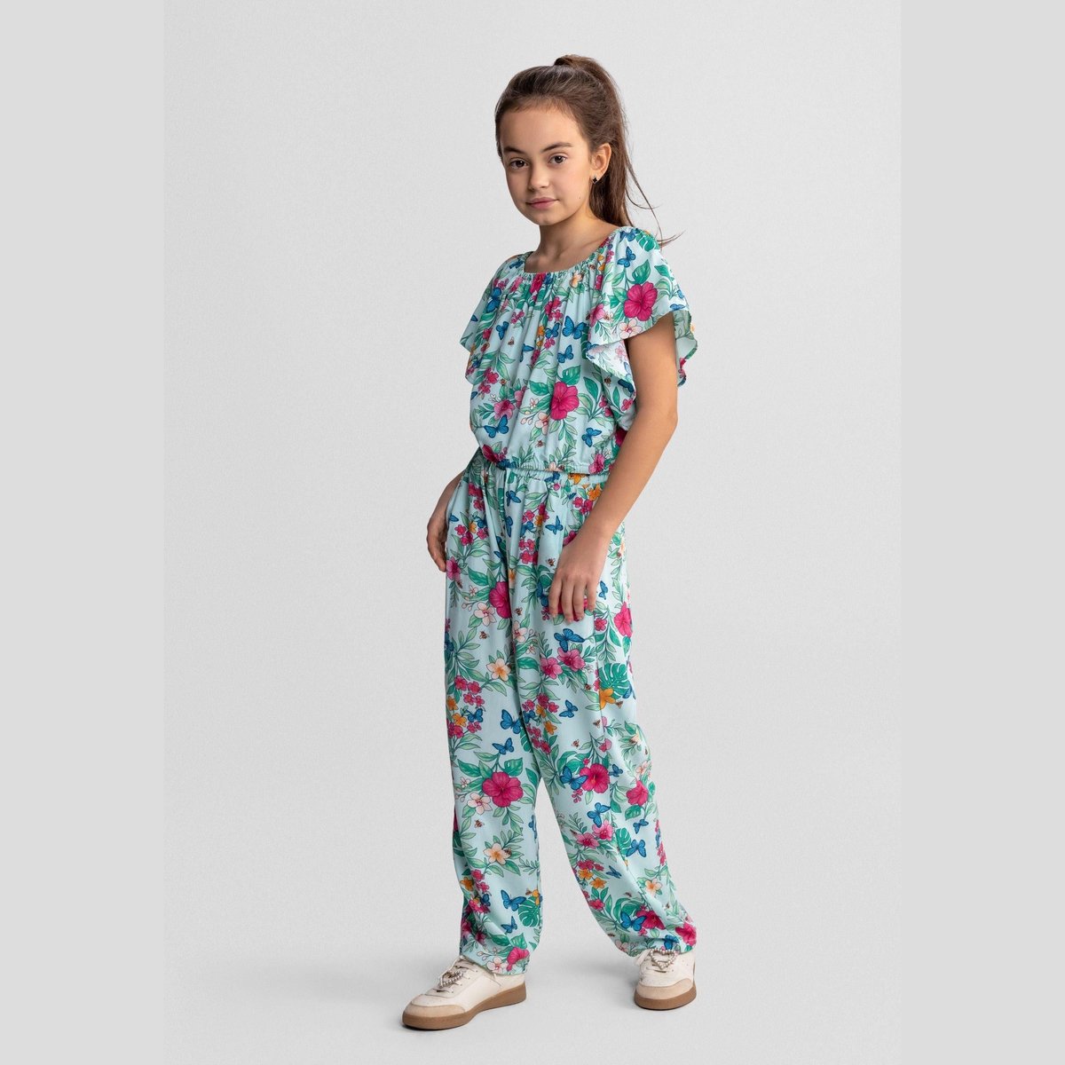 Minoti kleding set meisjes crop top wijde broek - tropische print