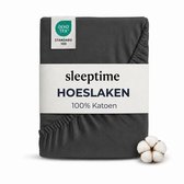 Sleeptime Hoeslaken Katoen - Hoeslaken - 90x200 - Antraciet