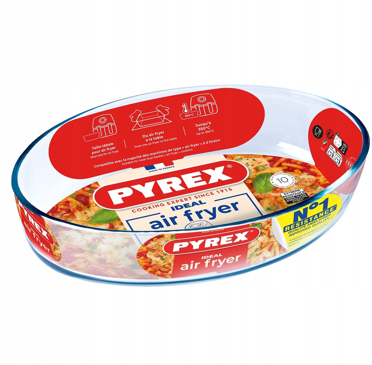 Pyrex Glazen Airfryer Kom 0,7L Ovaal 21x13cm Hittebestendig