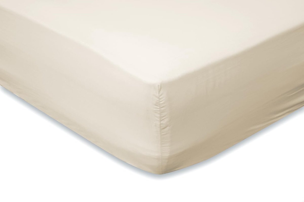Hoeslaken Katoen Perkal 35cm Hoekhoogte - ivoor 160x200cm